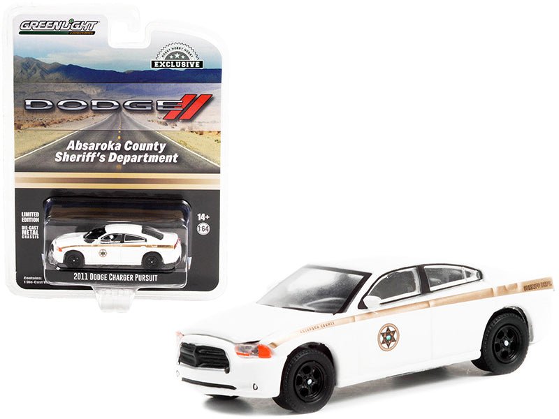 2011 Dodge Charger Pursuit White "Absaroka County Sheriff's Department" "Hobby Exclusive" 1/64 Diecast Model Car by Greenlight free shipping USA