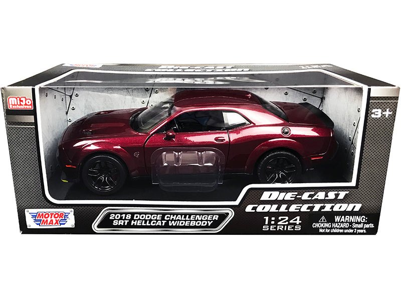 2018 Dodge Challenger SRT Hellcat Widebody Burgundy Metallic "Die-Cast Collection" Series 1/24 Diecast Model Car by Motormax free shipping USA