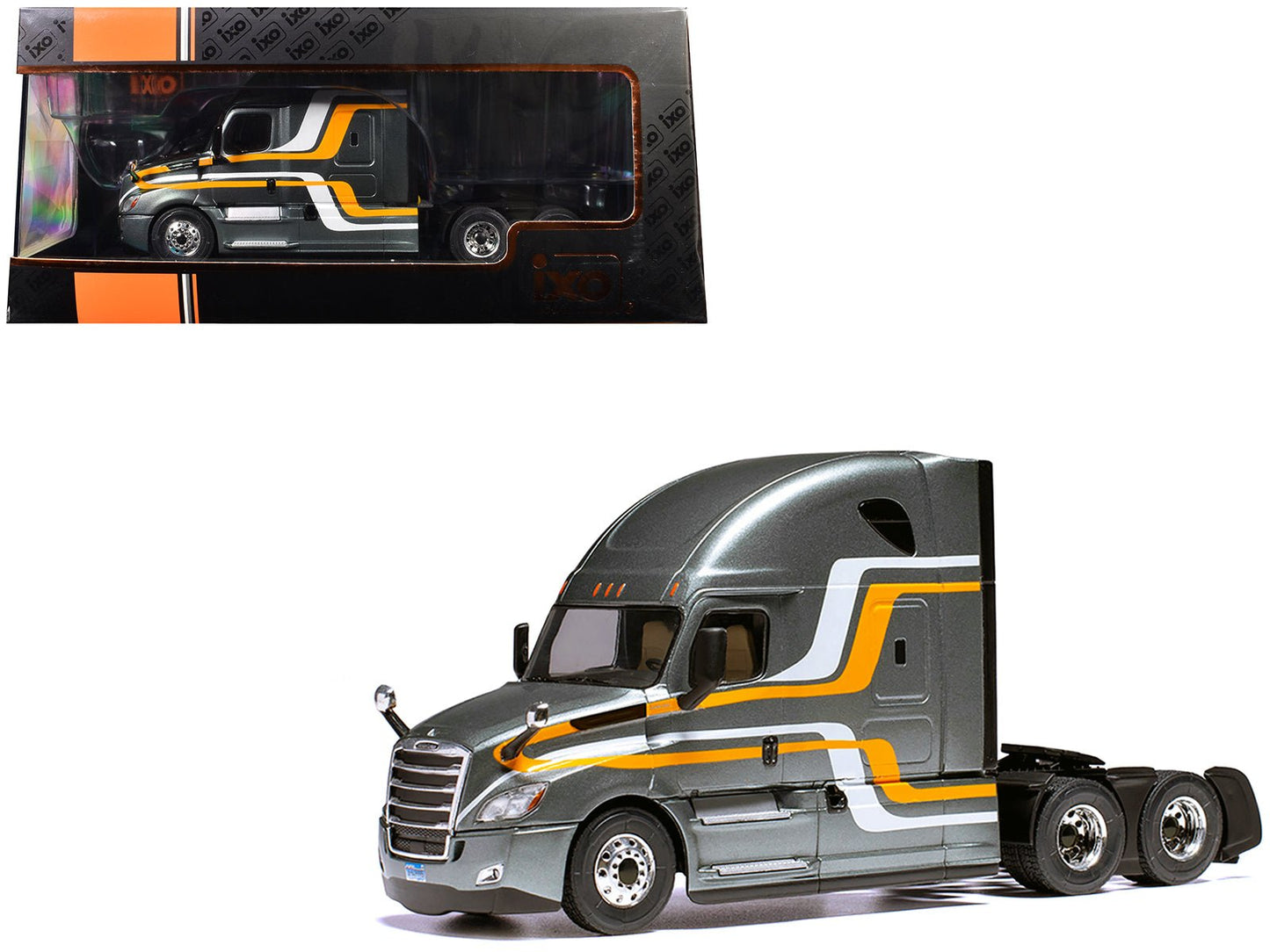 2018 Freightliner Cascadia Truck Tractor Gray Metallic with Stripes 1/43 Diecast Model by IXO Models free shipping USA