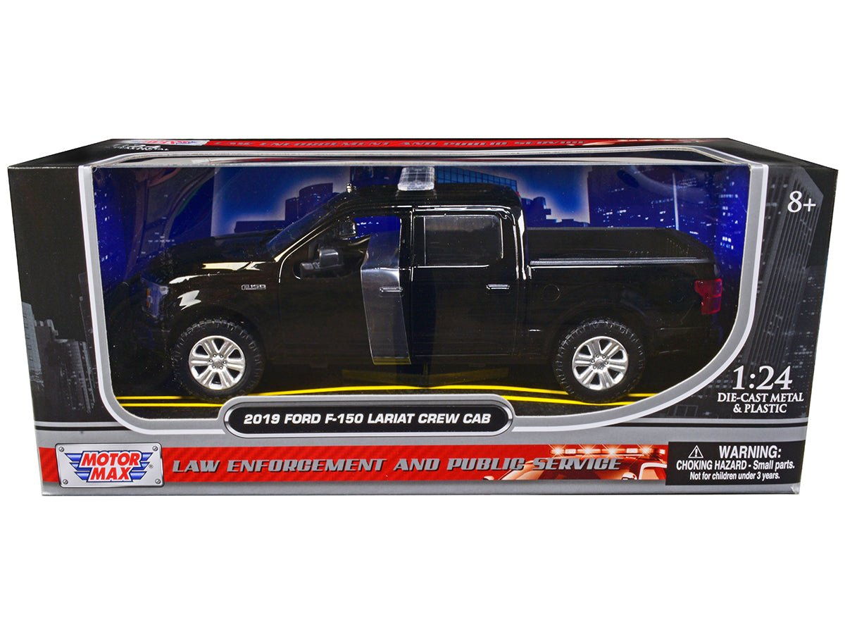 2019 Ford F-150 Lariat Crew Cab Pickup Truck Unmarked Plain Black "Law Enforcement and Public Service" Series 1/24 Diecast Model Car by Motormax free shipping USA