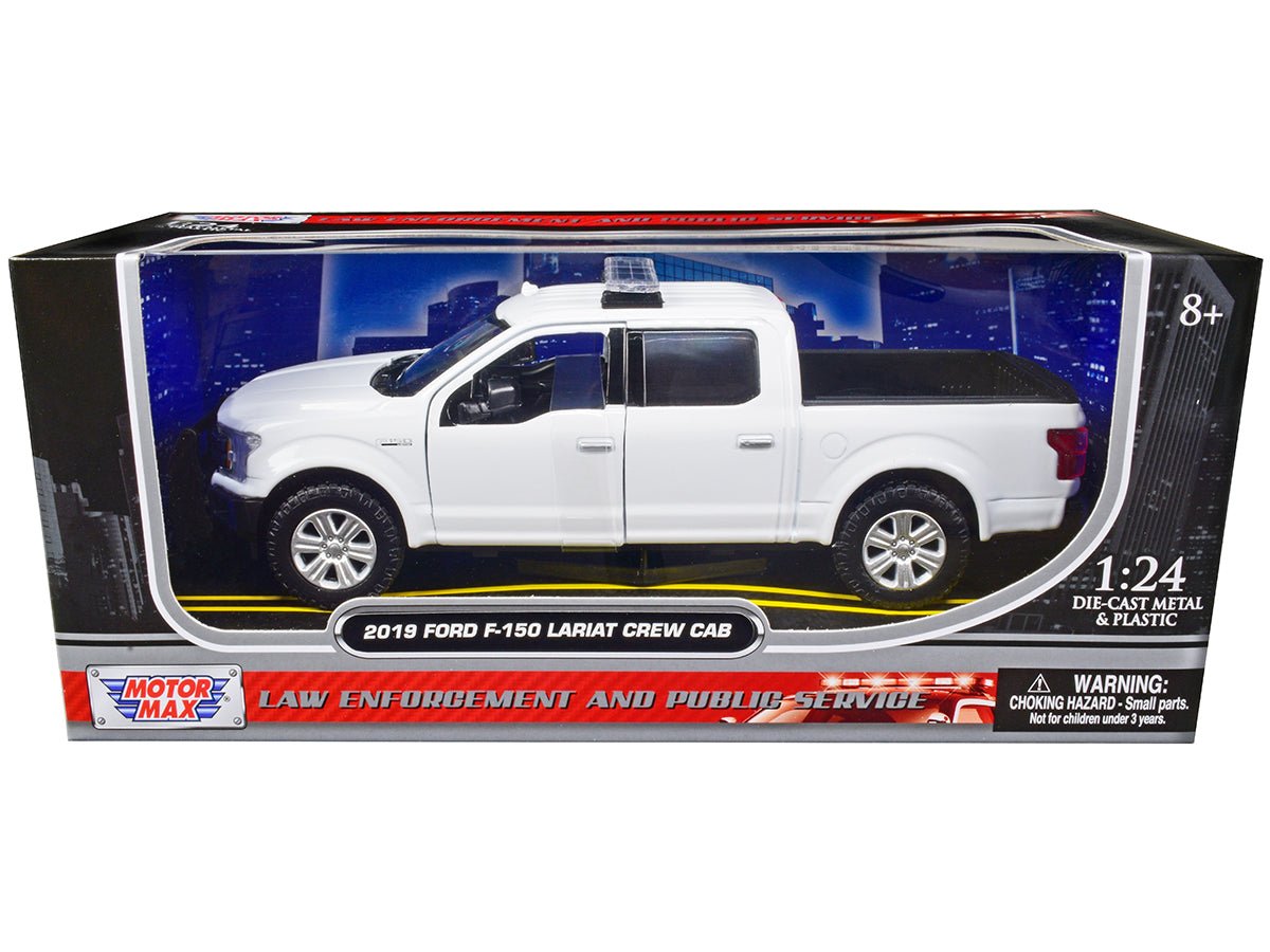 2019 Ford F-150 Lariat Crew Cab Pickup Truck Unmarked Plain White "Law Enforcement and Public Service" Series 1/24 Diecast Model Car by Motormax free shipping USA