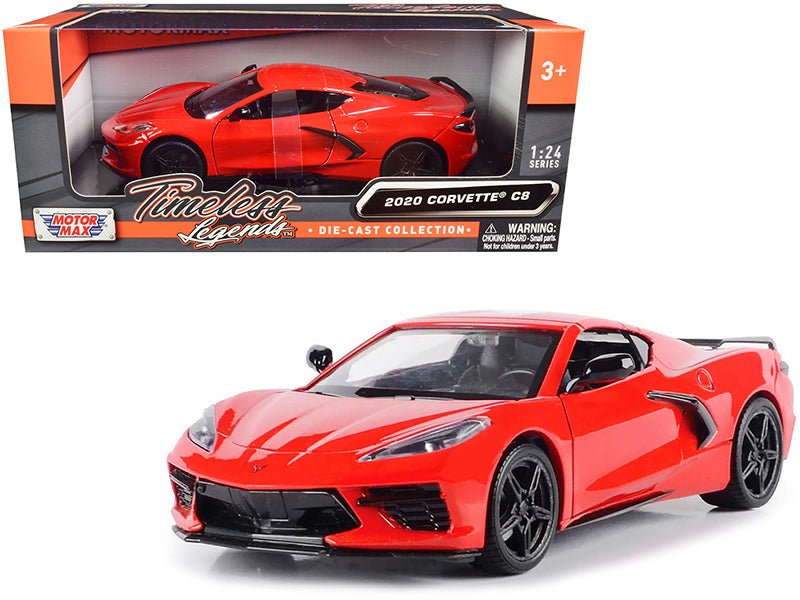 2020 Chevrolet Corvette C8 Stingray Red "Timeless Legends" 1/24 Diecast Model Car by Motormax free shipping USA