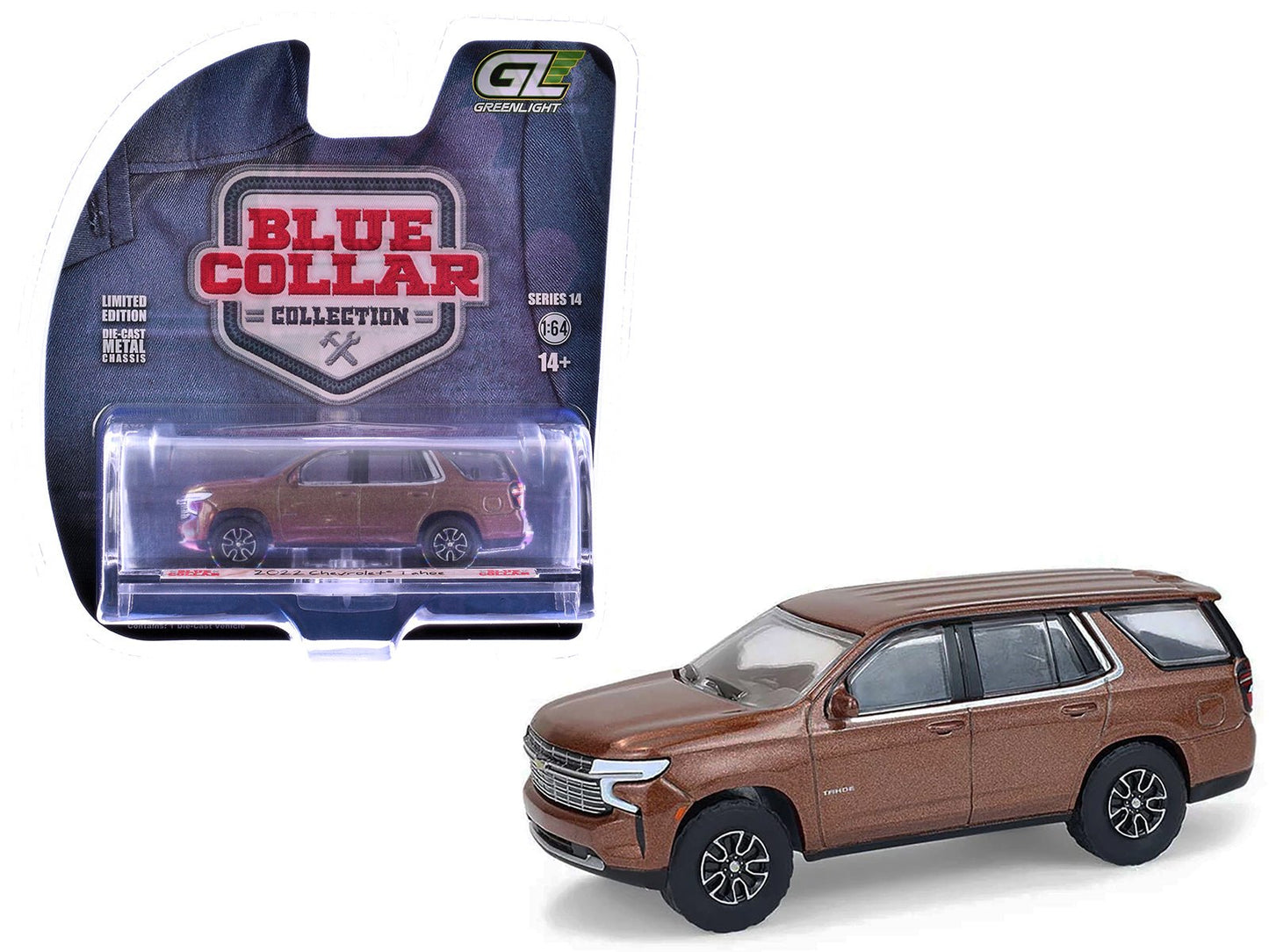 2022 Chevrolet Tahoe Auburn Metallic "Blue Collar Collection" Series 14 1/64 Diecast Model Car by Greenlight free shipping USA