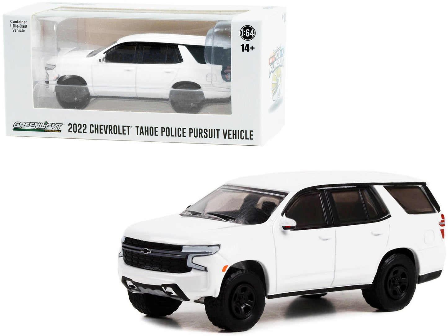 2022 Chevrolet Tahoe Police Pursuit Vehicle (PPV) White "Hot Pursuit" "Hobby Exclusive" Series 1/64 Diecast Model Car by Greenlight free shipping USA