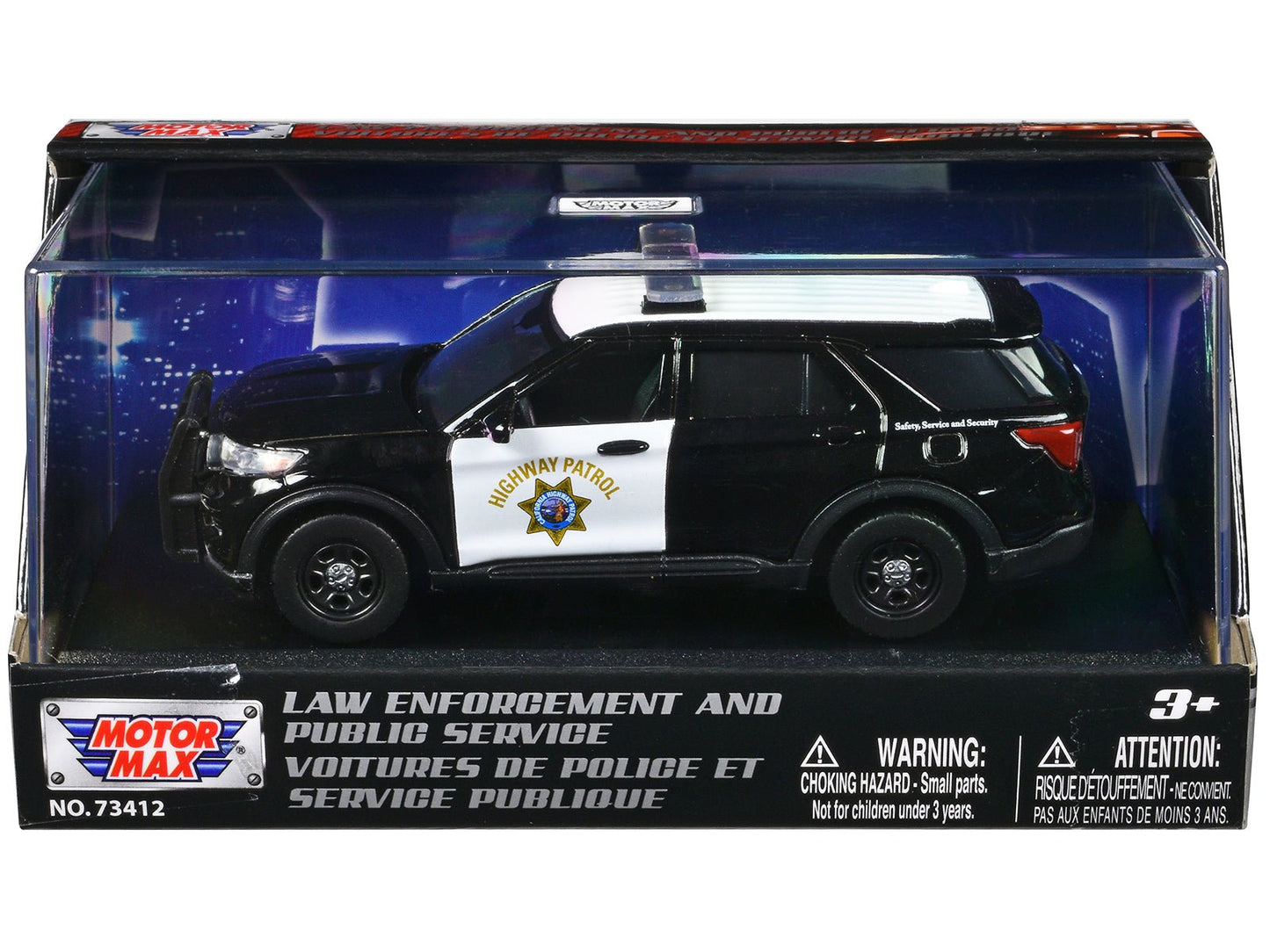 2022 Ford Police Interceptor Utility "California Highway Patrol" Black and White "Law Enforcement and Public Service" Series 1/43 Diecast Model Car by Motormax free shipping USA