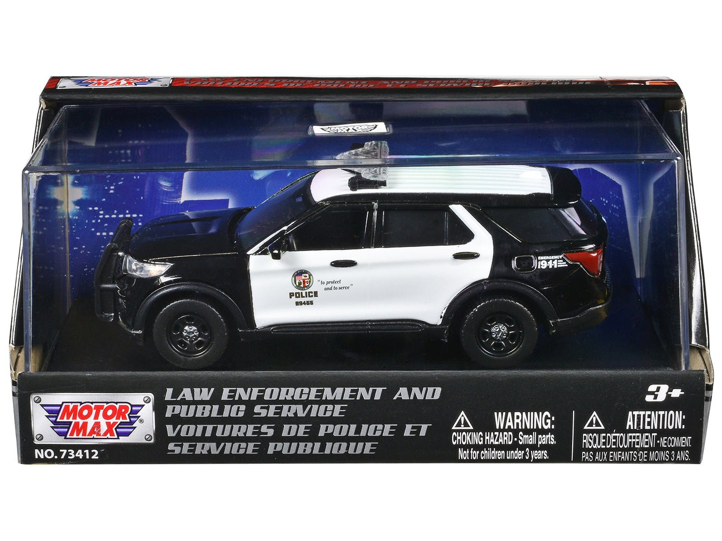 2022 Ford Police Interceptor Utility "LAPD (Los Angeles Police Department)" Black and White "Law Enforcement and Public Service" Series 1/43 Diecast Model Car by Motormax free shipping USA