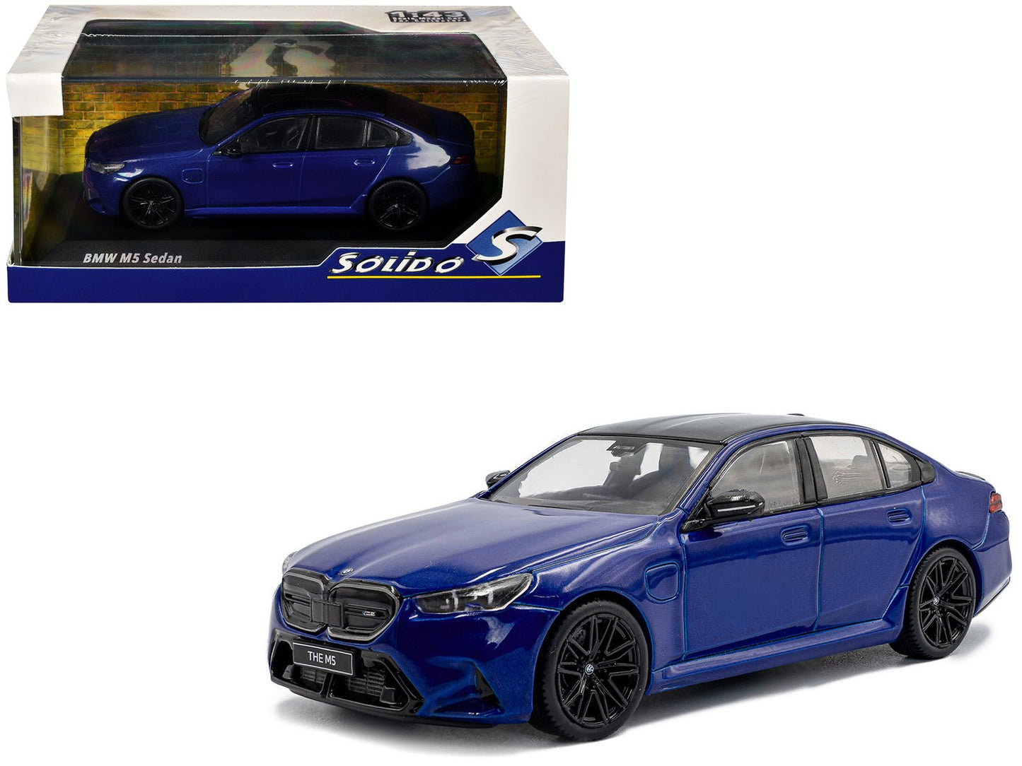 2024 BMW M5 Sedan Marina Bay Blue Metallic with Black Top 1/43 Diecast Model Car by Solido free shipping USA