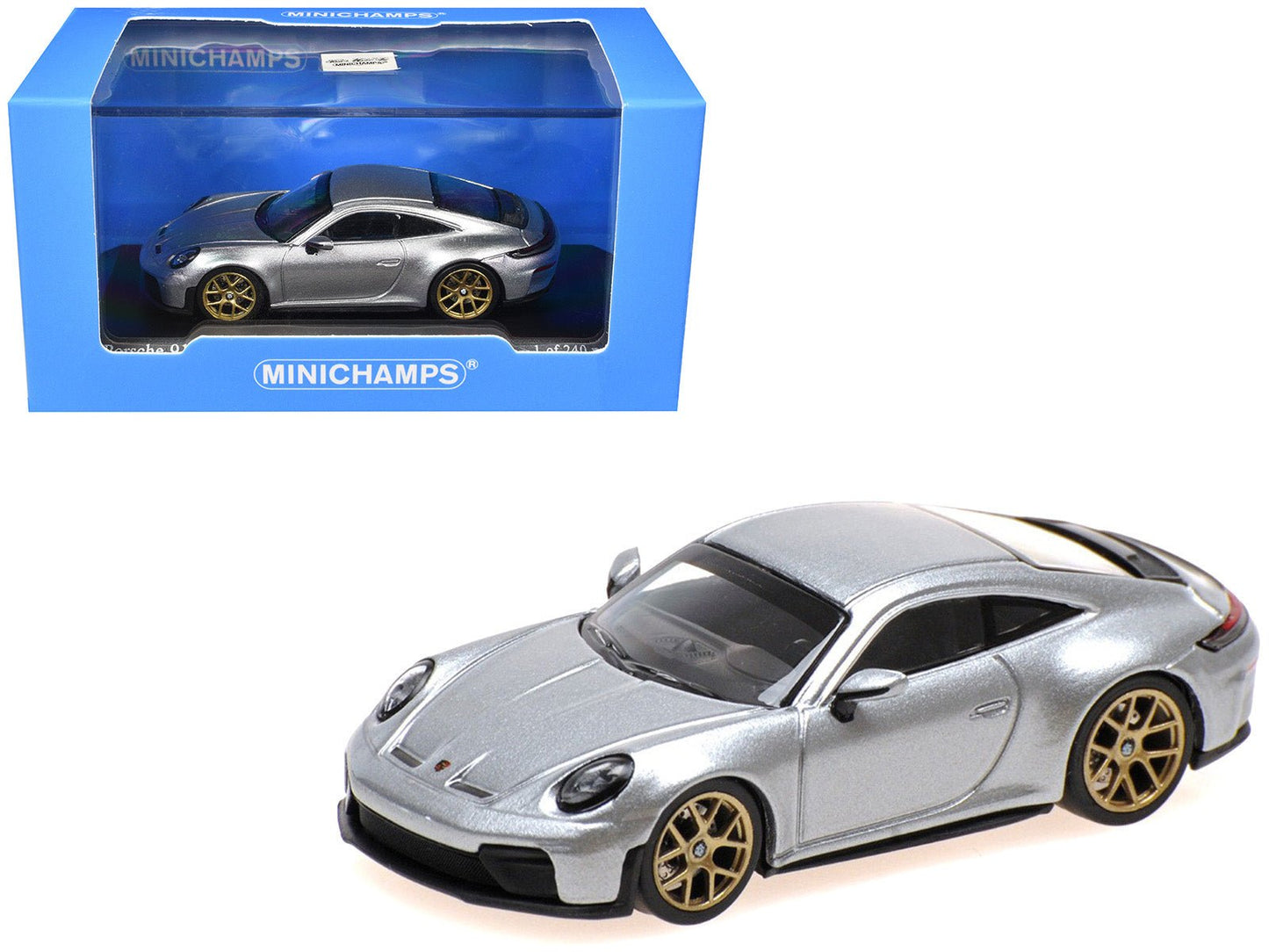2025 Porsche 911 (992.2) GT3 Touring Silver Metallic Limited Edition to 240 pieces Worldwide 1/64 Diecast Model Car by Minichamps free shipping USA