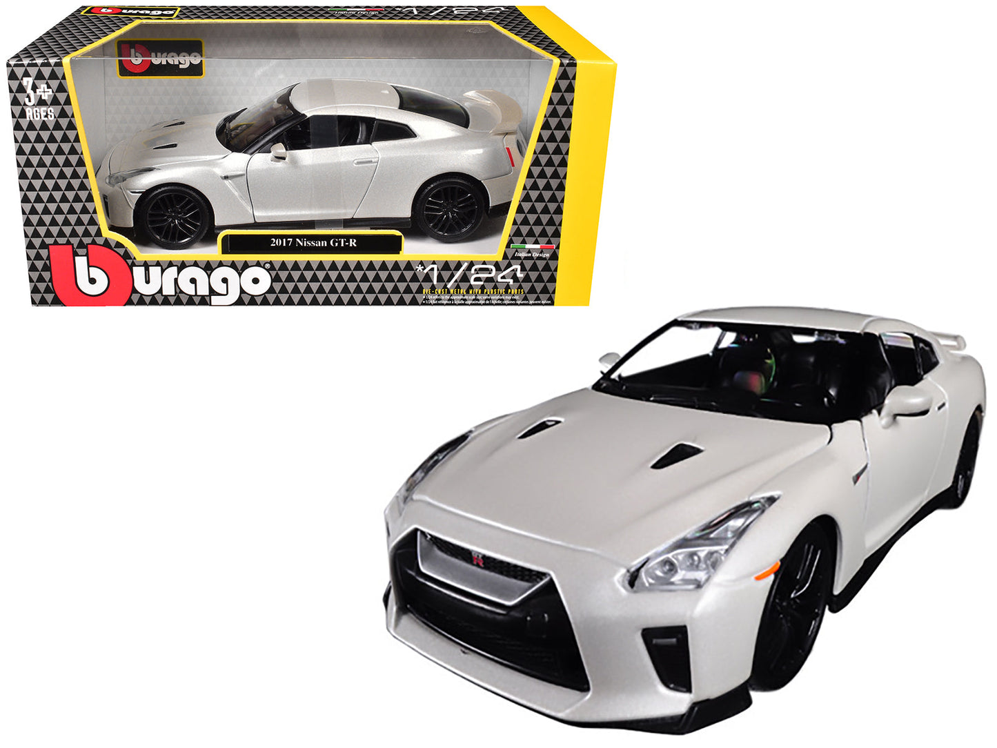 2017 Nissan GT-R R35 White 1/24 Diecast Model Car by Bburago free shipping USA