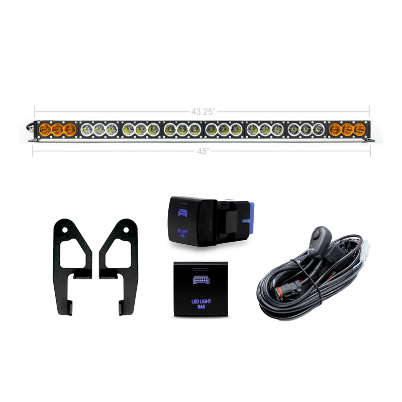 Cali Raised LED Cali Raised 2024+ Toyota Tacoma Premium Roof Rack Front Light Bar Kit - 43 In Dual Function W/ OEM CR4110