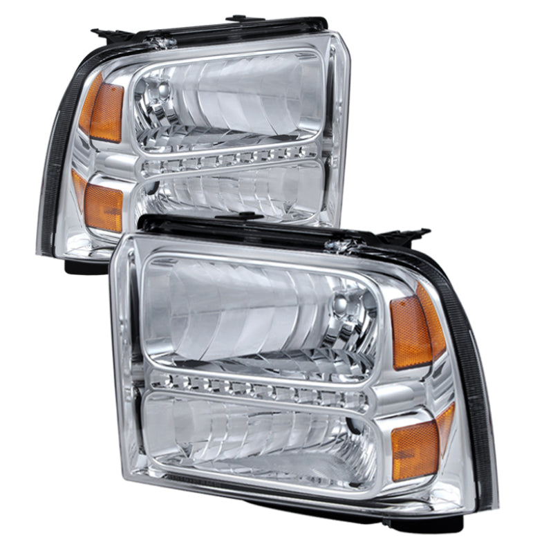 SPYDER Xtune Ford F250/350/450 Super Duty 05-07 Crystal Headlights w/ LED Chrome HD-JH-FS05-LED-C 9026973
