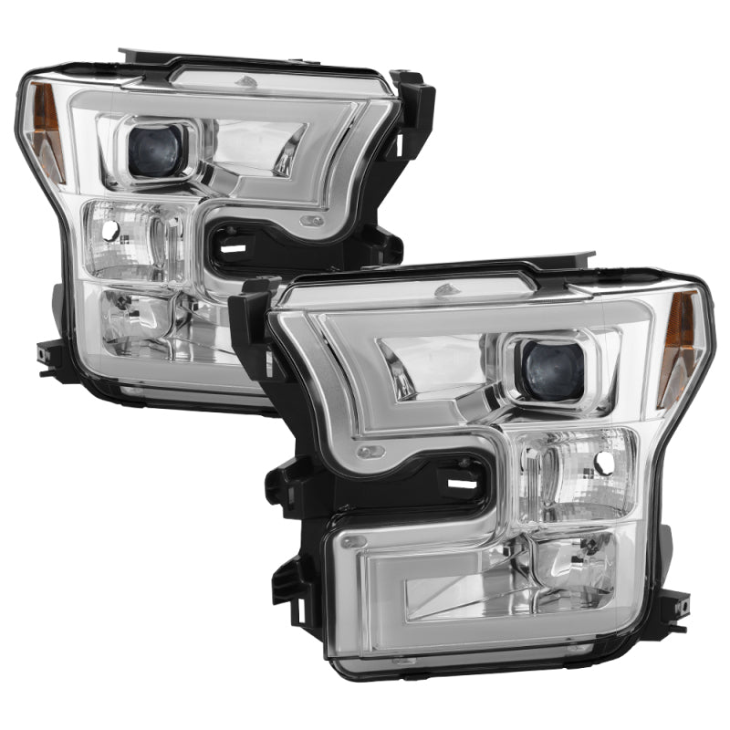 SPYDER 15-17 Ford F-150 Projector Headlights - Light Bar DRL LED - Chrome PRO-YD-FF15015-LBDRL-C 5083661