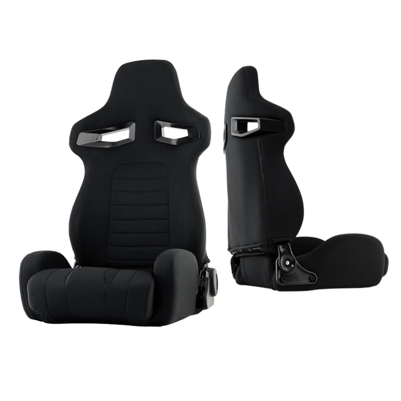 SPYDER Xtune R33 Style Racing Seat Pu Sp Fabric (Double Slider) Black/Black Driver Side RST-R33-04-BK-DR 9933813