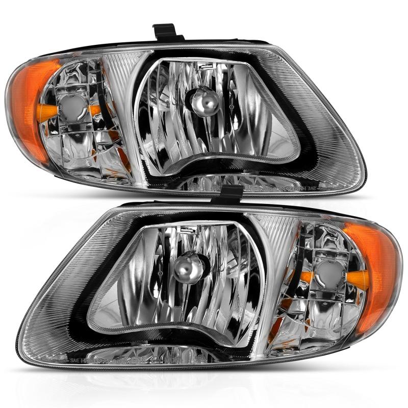 ANZO 2001-2007 Chrysler Town And Country Crystal Headlight Chrome Amber 111424