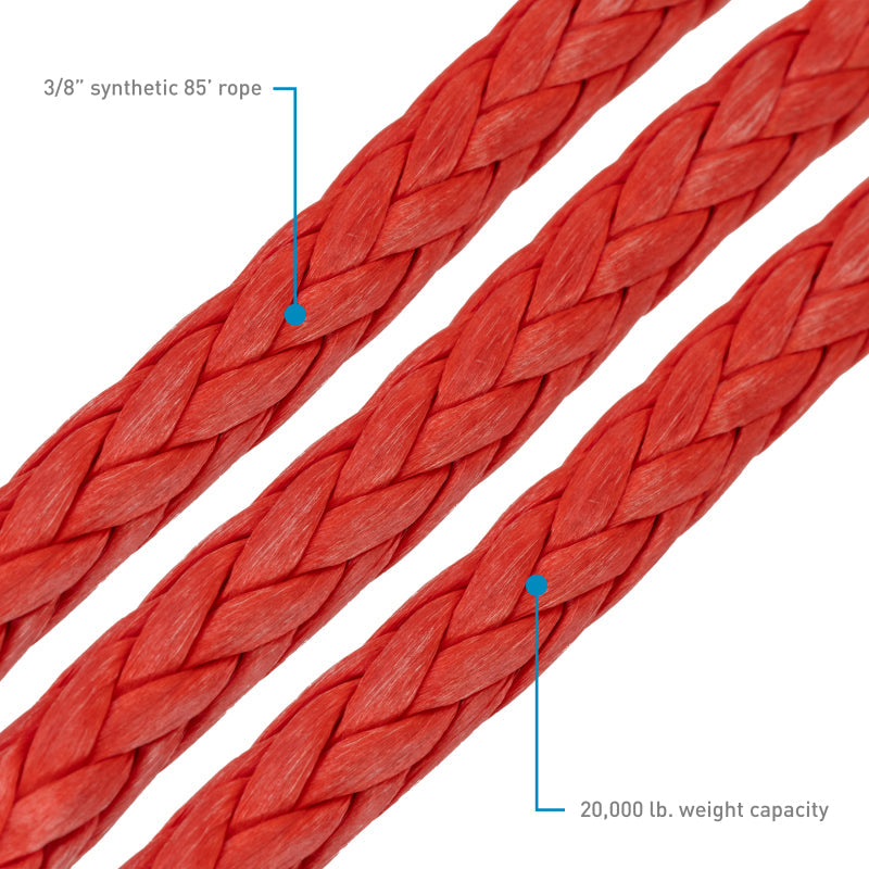 Borne Off-Road Synthetic Rope - 3/8in x 85ft - Red BNWN-SR-38-85RD