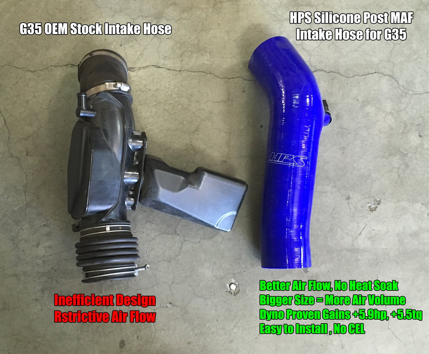 HPS Blue Reinforced Silicone Post MAF Air Intake Hose Kit Infiniti 03-06 G35 Sedan 3.5L V6