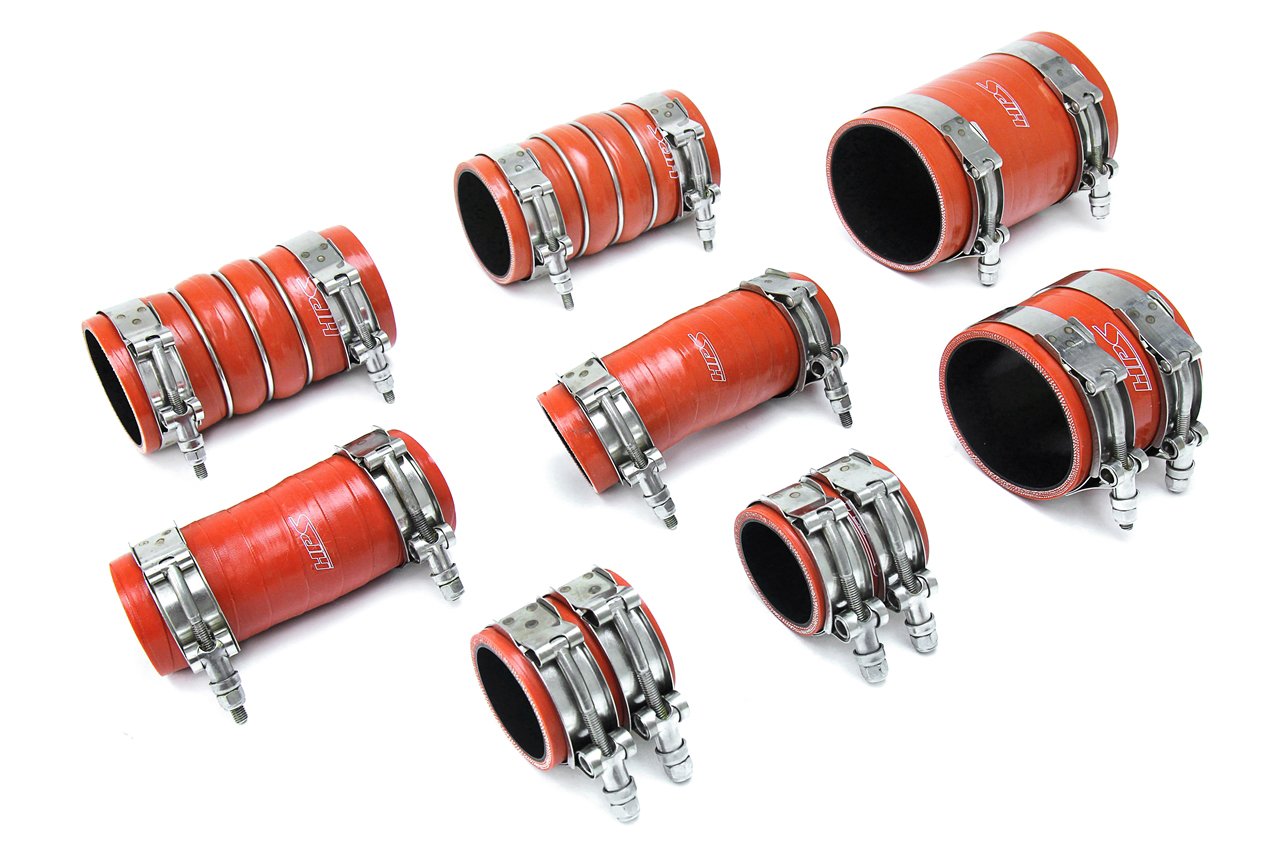 HPS Performance Products HPS Aramid Reinforced Silicone Intercooler Hose Boots Kit, Ford 2017-2023 F150 Raptor 3.5L Ecoboost Twin Turbo, Orange