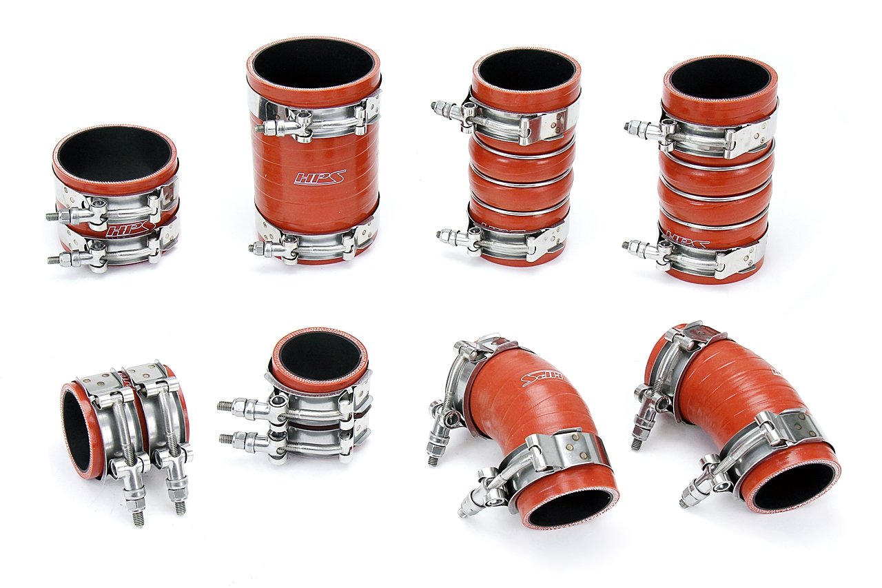 HPS Performance Products HPS Aramid Reinforced Silicone Intercooler Hose Boots Kit, Ford 2015-2016 F150 3.5L Ecoboost Twin Turbo, Orange