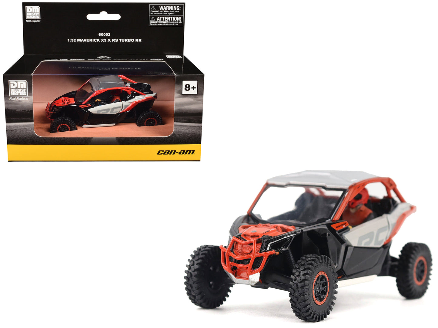 Can-Am Maverick X3 X RS Turbo RR Chalk Gray and Magma Red with Driver Figure 1/32 Diecast Model by BRP Models free shipping USA