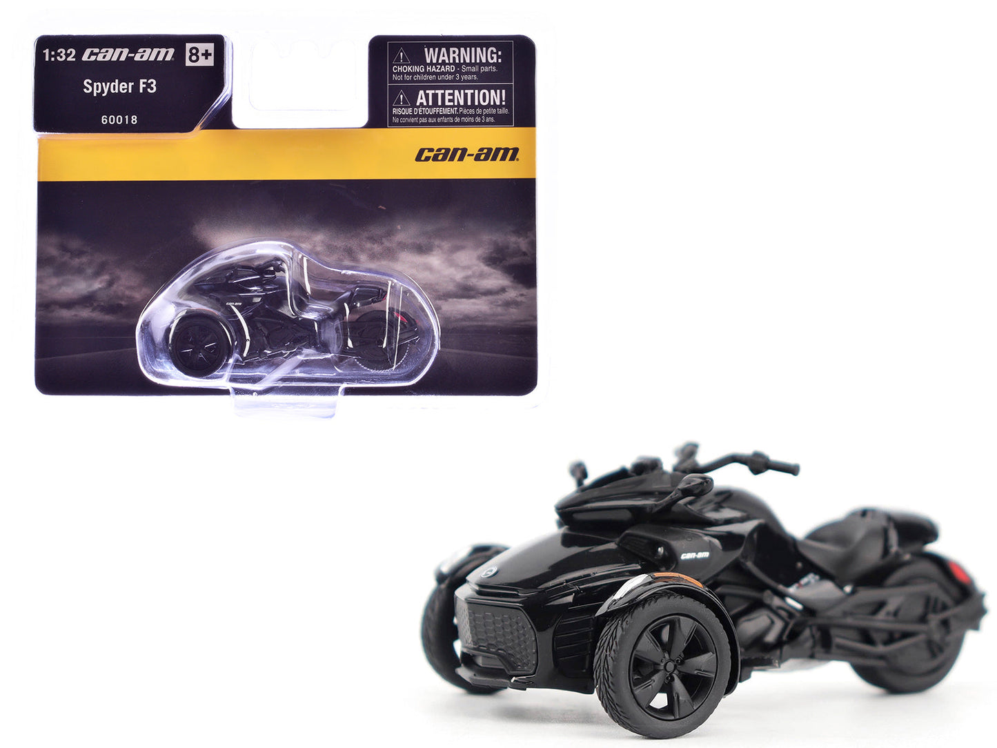 Can-Am Spyder F3 3-Wheel Motorcycle Steel Black Metallic 1/32 Diecast Model by BRP Models free shipping USA