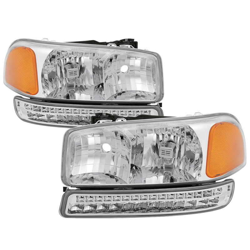 SPYDER xTune GMC Sierra 99-06 /Yukon 00-06 Headlights & LED Bumper Lights - Chrome HD-JH-GS99-LED-SET-C 9037382
