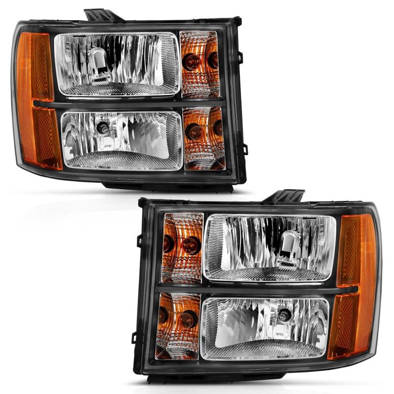 ANZO 2007-2013 Gmc Sierra 1500 Crystal Headlight Black Amber 111430