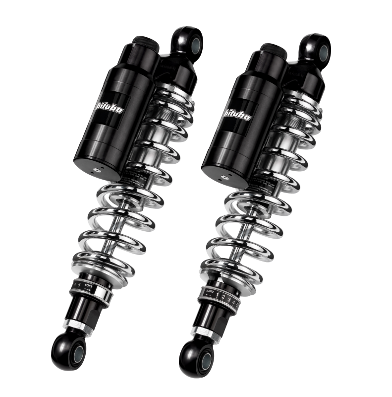 Bitubo Suspension Bitubo WMT1 Twinshocks Adj.: Spring Preload, Reb., Comp., Length 330mm, Piggyback Tank, Chr Edition HD019WMT13