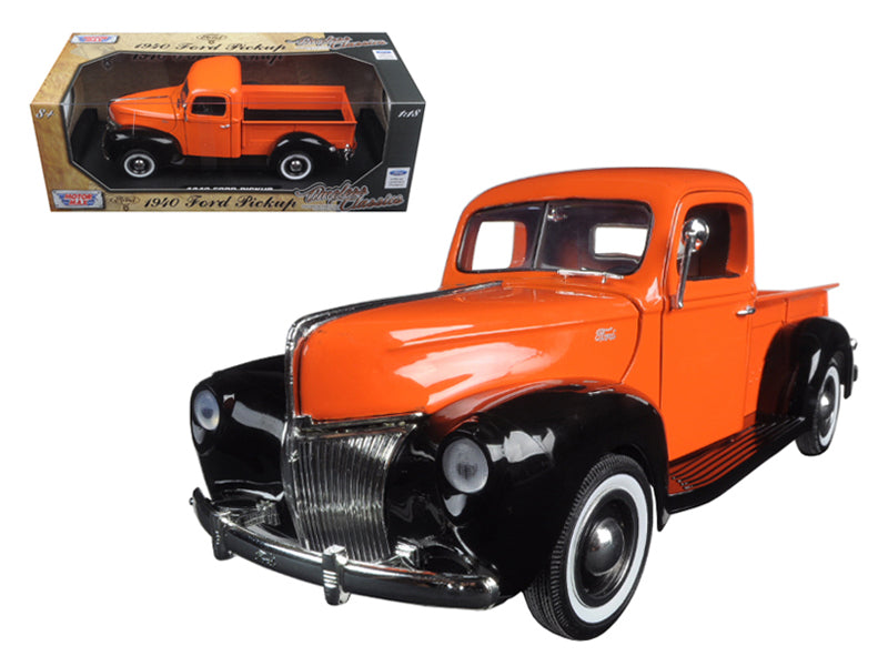 1940 Ford Pickup Truck Orange "Timeless Classics" 1/18 Diecast Model Car by Motormax free shipping USA