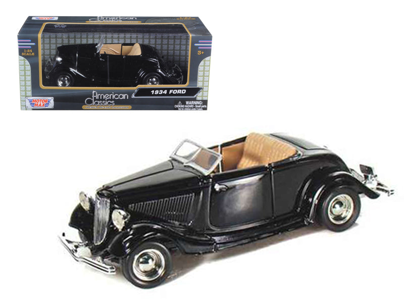 1934 Ford Coupe Convertible Black 1/24 Diecast Model Car by Motormax free shipping USA