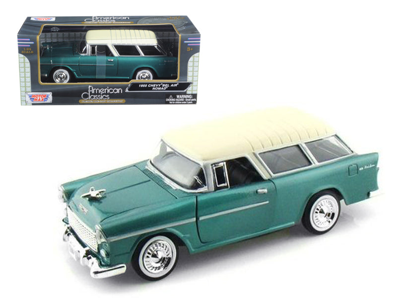 1955 Chevrolet Nomad Green 1/24 Diecast Model Car by Motormax free shipping USA