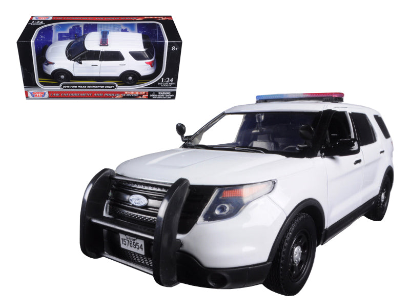 2015 Ford Police Interceptor Utility Unmarked White 1/24 Diecast Model Car by Motormax free shipping USA