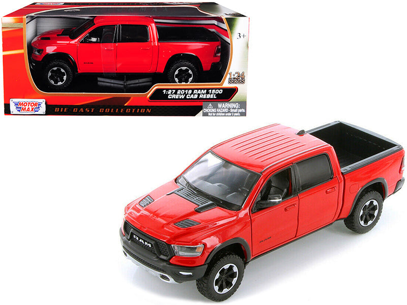 2019 RAM 1500 Rebel Crew Cab Pickup Truck Red 1/24 Diecast Model Car by Motormax free shipping USA