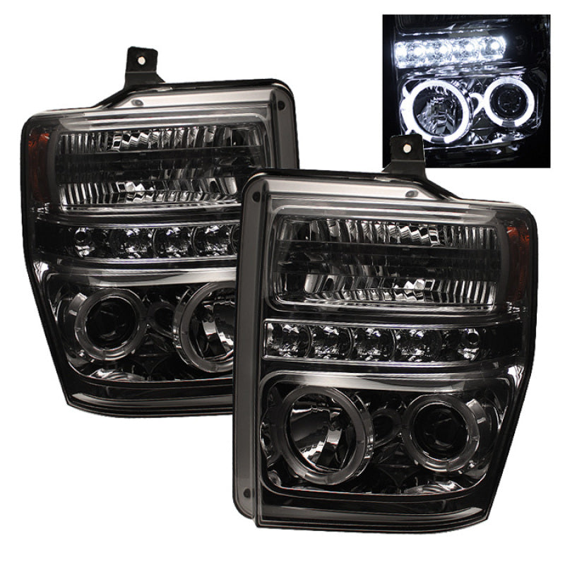 SPYDER Ford F250/350/450 Super Duty 08-10 Projector Headlights LED Halo LED Smke PRO-YD-FS08-HL-SMC 5010599