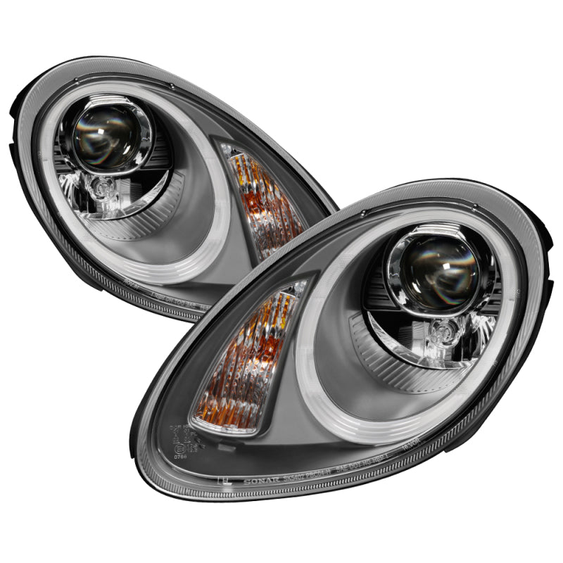 SPYDER Porsche Cayman 05-08 Projector Headlights - Halogen Only - Grey PRO-YD-P98705-HID-DRL-GY 5083203