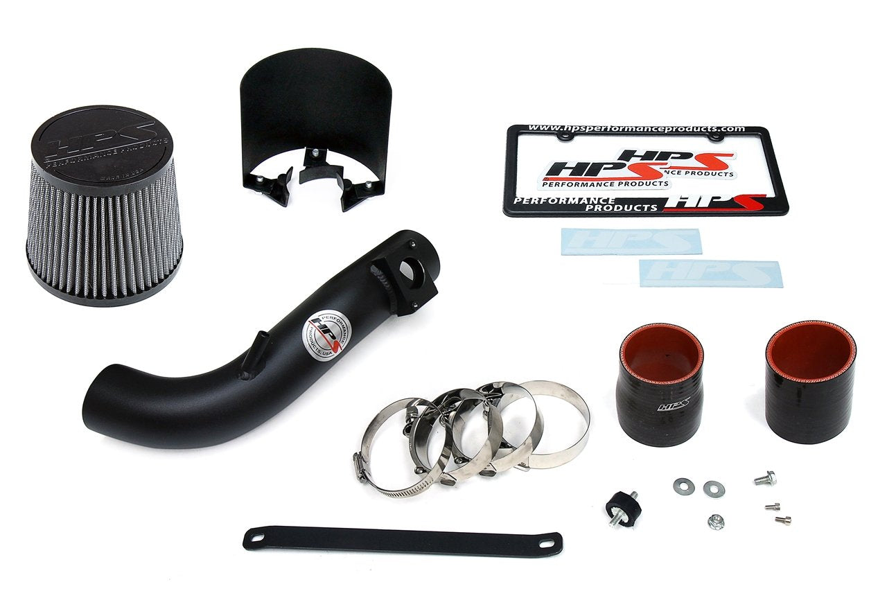 HPS Performance Products Shortram Air Intake Kit 2008-2014 Mitsubishi Lancer 2.0L 2.4L Non Turbo, Includes Heat Shield, Black