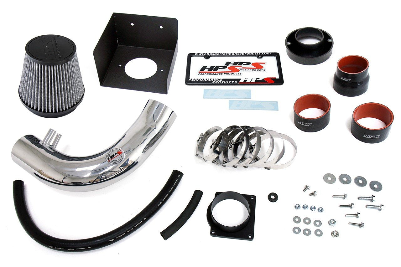 HPS Shortram Air Intake Kit 1997-1999 Ford F250 4.6L 5.4L V8, Includes Heat Shield, Polish