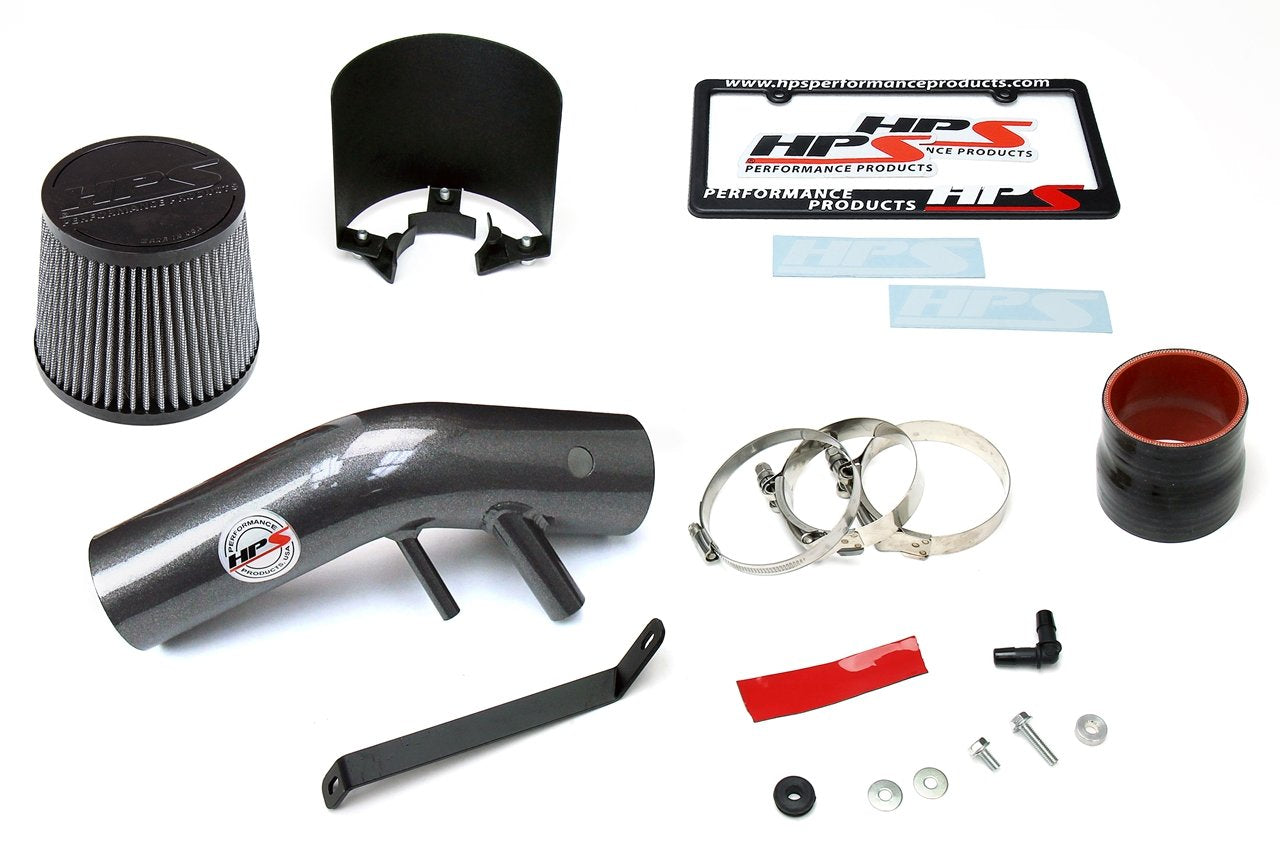 HPS Shortram Air Intake Kit 2016-2017 Kia Optima LX 1.6L Turbo, Includes Heat Shield, Gunmetal