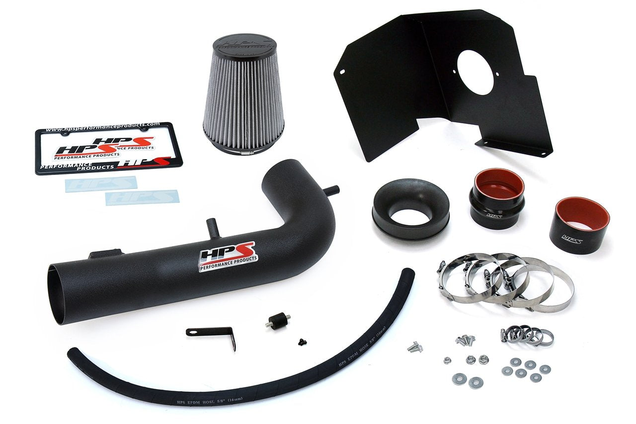 HPS Shortram Air Intake Kit 2014-2018 GMC Sierra 1500 5.3L V8, Includes Heat Shield, Black