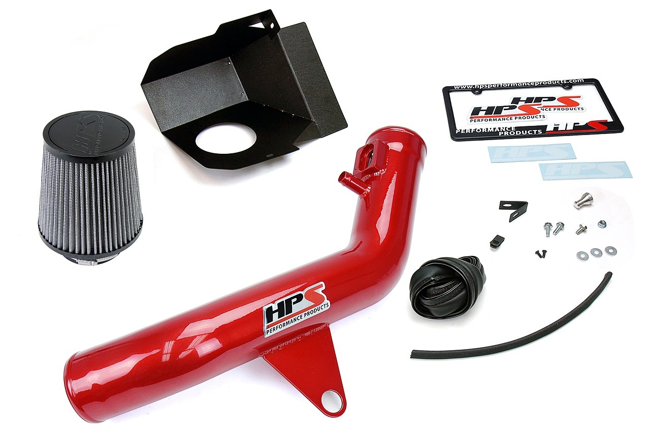 HPS Shortram Air Intake Kit 2013-2015 BMW 335i 335ix F31 F34 3.0L Turbo N55, Includes Heat Shield, Red