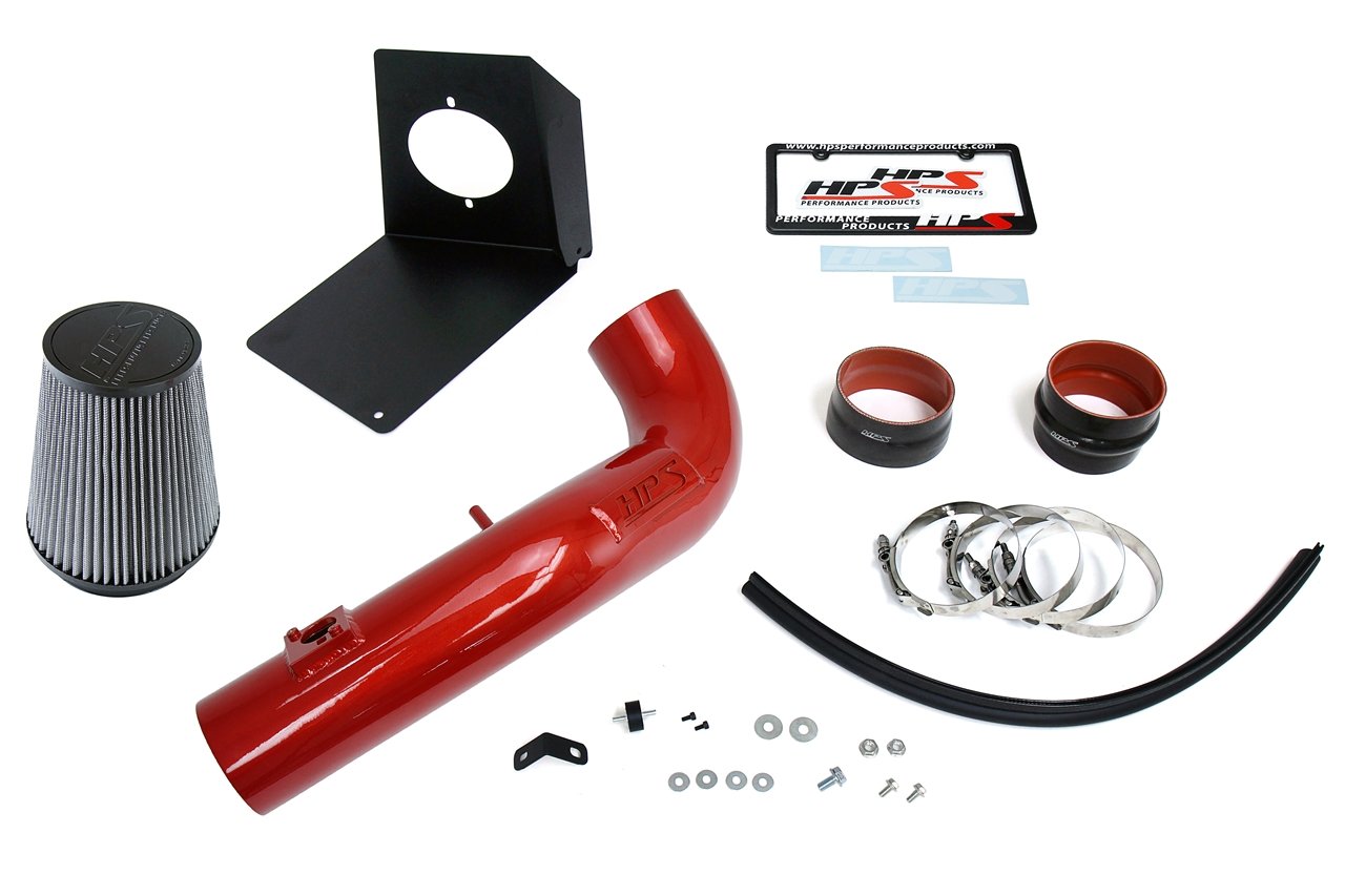 HPS Shortram Air Intake Kit 2009-2014 Cadillac Escalade 6.2L V8, Includes Heat Shield, Red