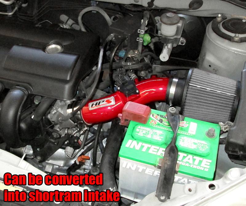 HPS Performance Cold Air Intake Kit 2003-2004 Toyota Corolla 1.8L, Converts to Shortram, Red