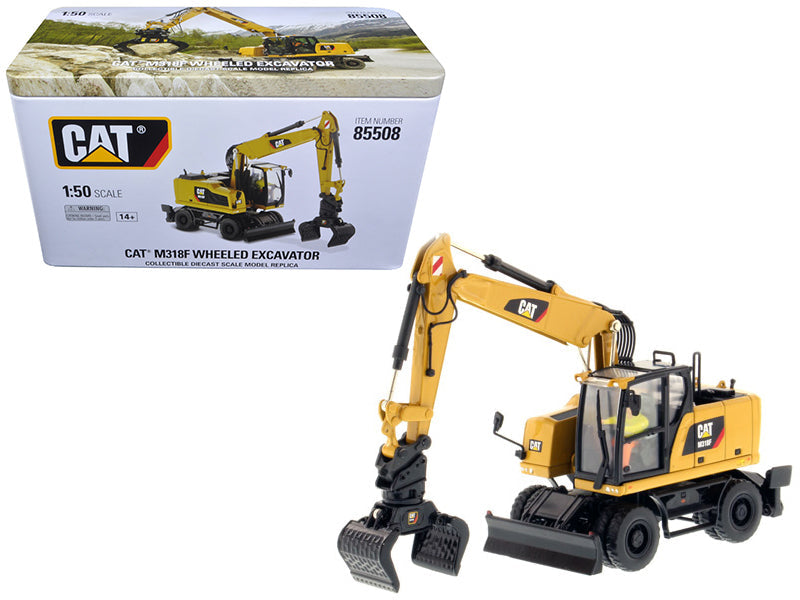 CAT Caterpillar M318F Wheeled Excavator with Operator "High Line Series" 1/50 Diecast Model by Diecast Masters free shipping USA
