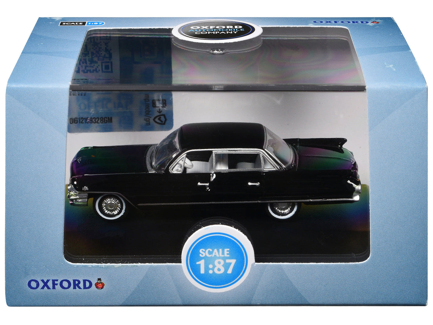 1961 Cadillac Sedan DeVille Ebony Black with White Interior 1/87 (HO) Scale Diecast Model Car by Oxford Diecast free shipping USA