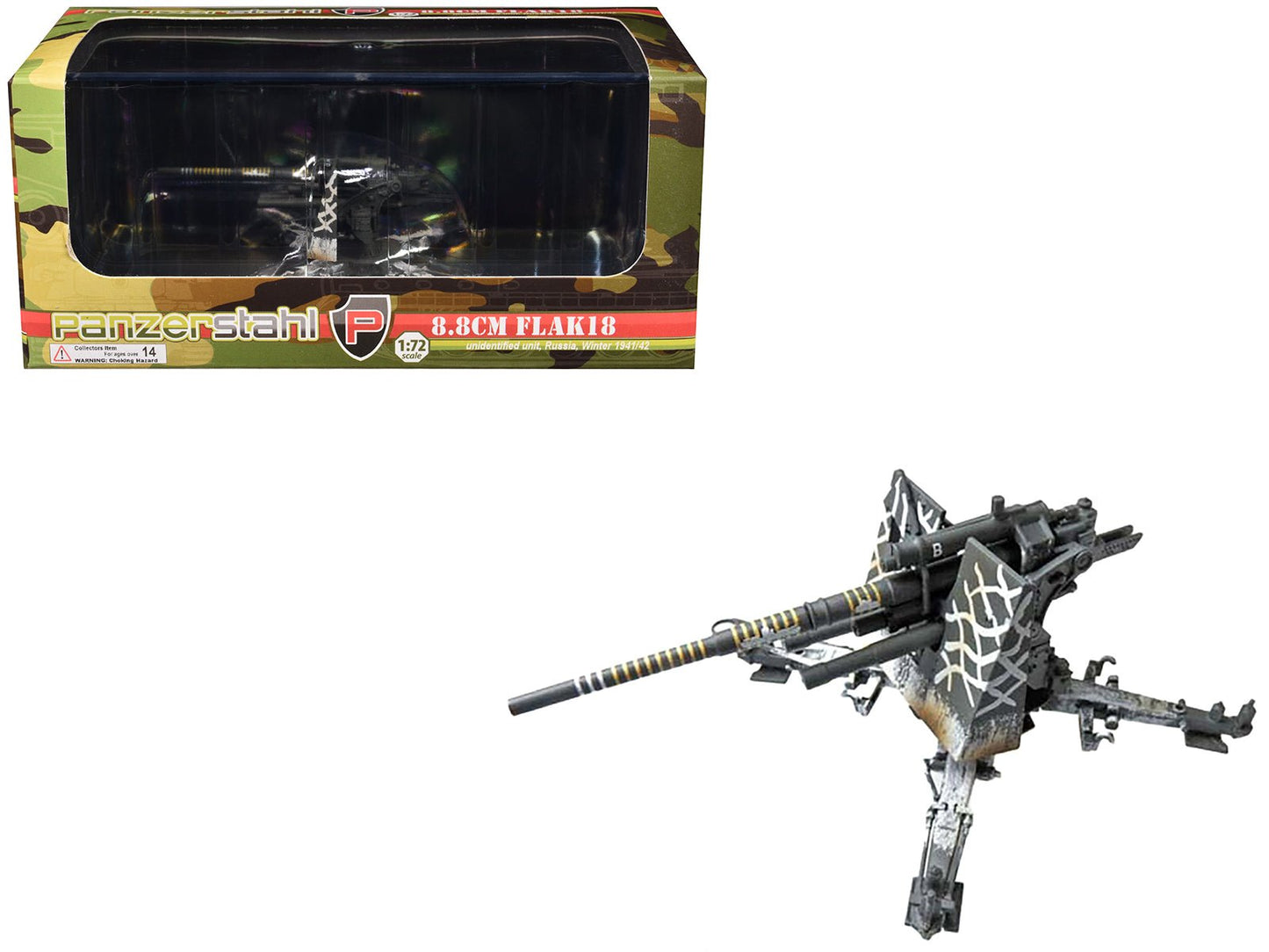 8.8cm Flak18 Gun "Unidentified Unit Russia" (1941/1942) German Army 1/72 Diecast Model by Panzerstahl free shipping USA