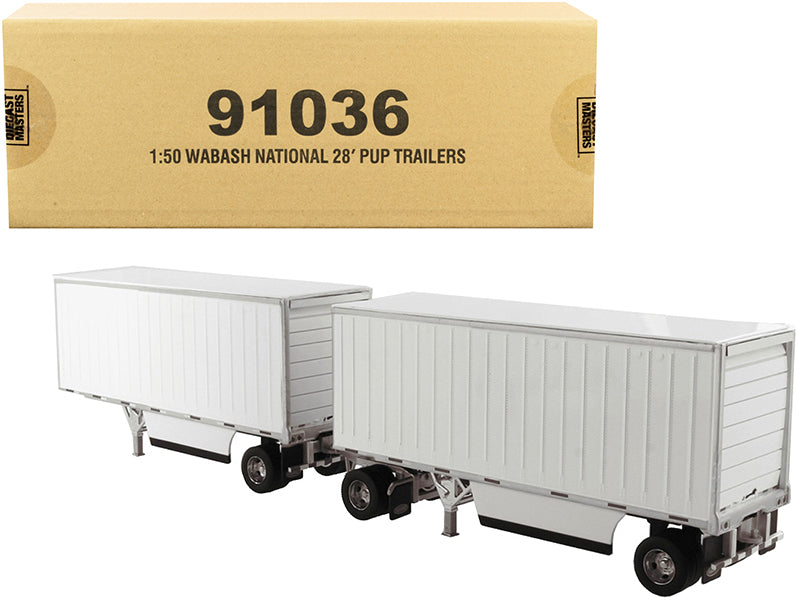 Wabash National 28' Double Pup Trailers White "Transport Series" 1/50 Diecast Model by Diecast Masters free shipping USA