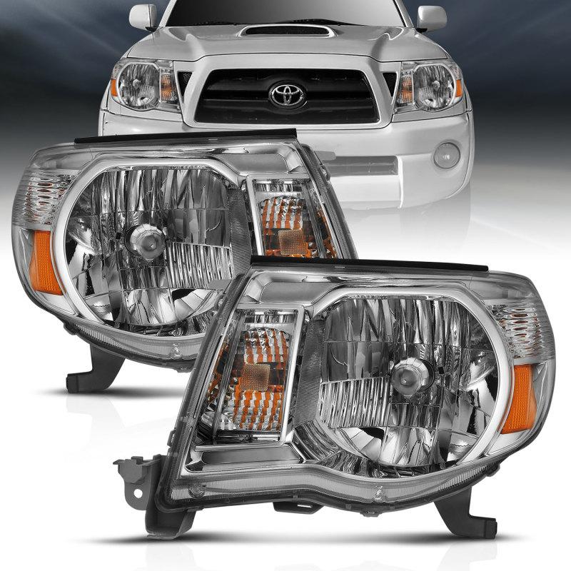 ANZO 2005-2011 Toyota Tacoma Crystal Headlight Chrome Amber 111437