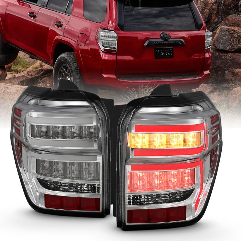 ANZO 2014-2020 Toyota 4Runner T.L Chrome Housing Clear Lens Red Light Bar W/Sequential 311313