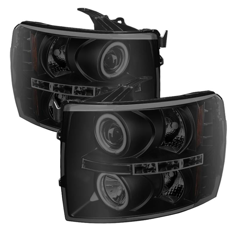 Spyder Chevy Silverado 1500 07-13 Projector Headlights CCFL Halo LED Blk Smke PRO-YD-CS07-CCFL-BSM 5078735