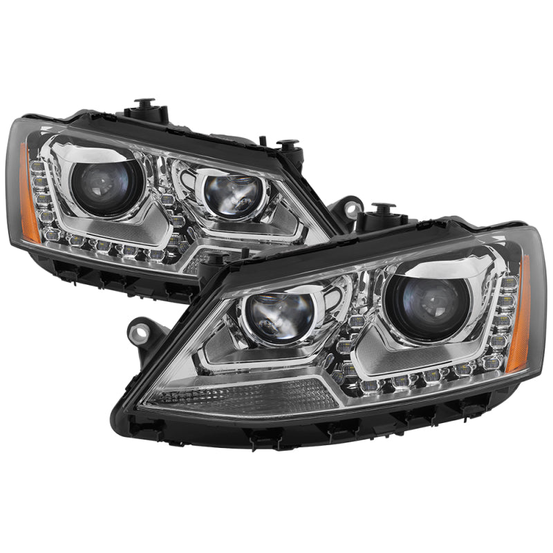 SPYDER xTune Volkswagen Jetta 11-14 Halogen Model Only DRL Projector Headlights - Chrome PRO-JH-VJ11-DRL-C 9036699