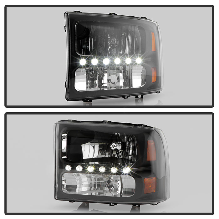 SPYDER Xtune Ford F250 F350 Super Duty 99-04 1Pc Headlights w/ LED Black HD-JH-FF25099-LED-BK 9026164